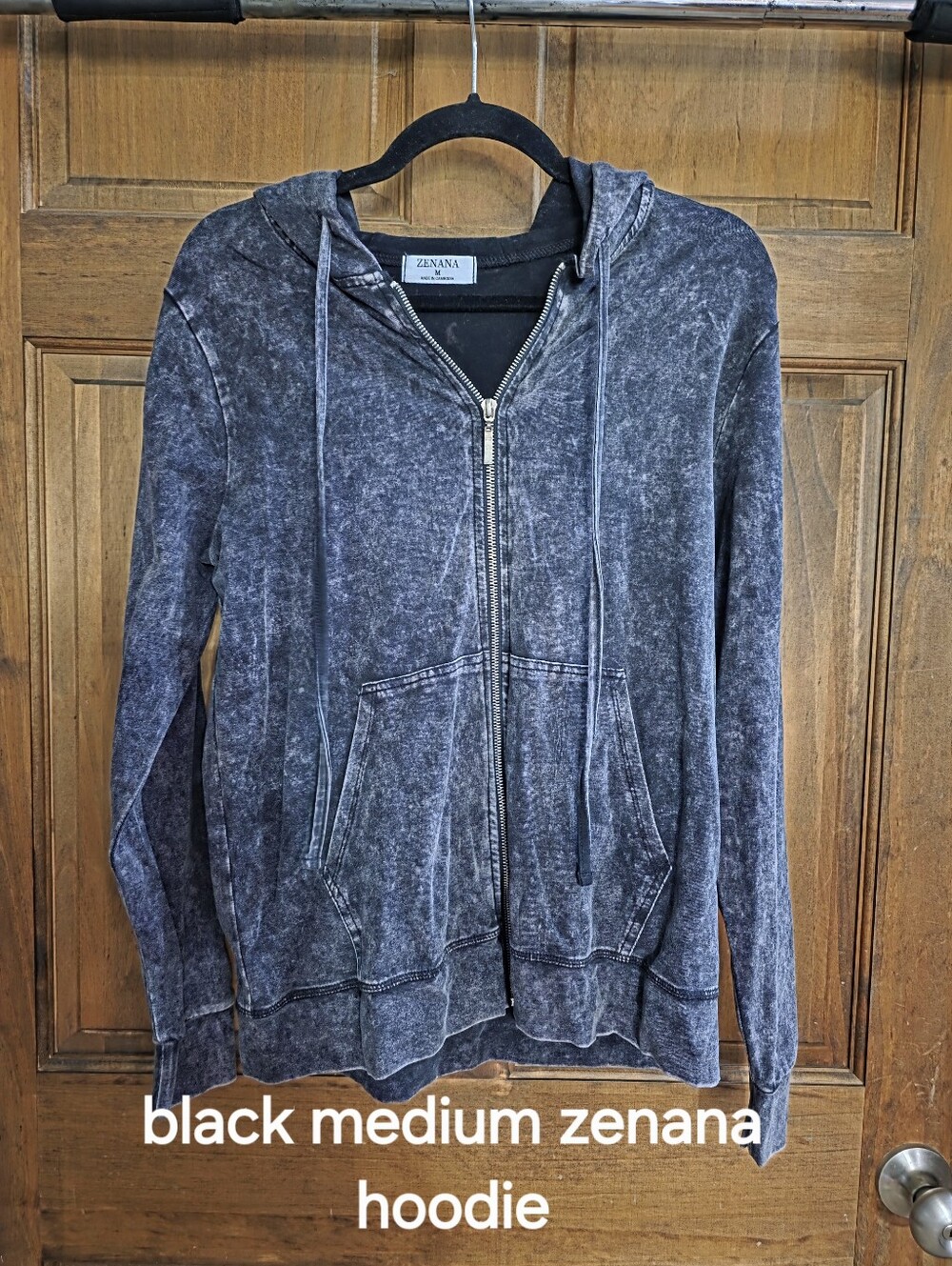 Zenana Outfitters Womens Mineral Wash Black Hoodie - Medium